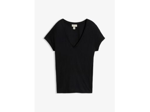 B.P.C t-shirt damski w serek z wiskozy czarny 44/46.