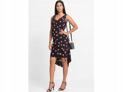 B.P.C sukienka asymetryczna dwuwarstwowa w grochy 42