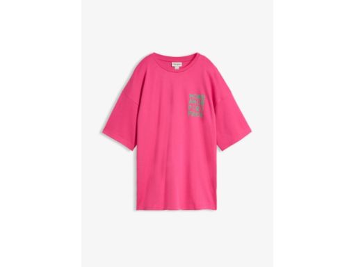 B.P.C t-shirt różowy z zielonymi napisami 52/54.