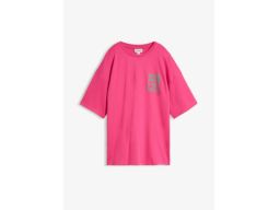 B.P.C t-shirt różowy z zielonymi napisami 52/54.