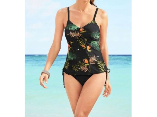 B.P.C tankini z fiszbinami czarne we wzory z figami 48 (95C).