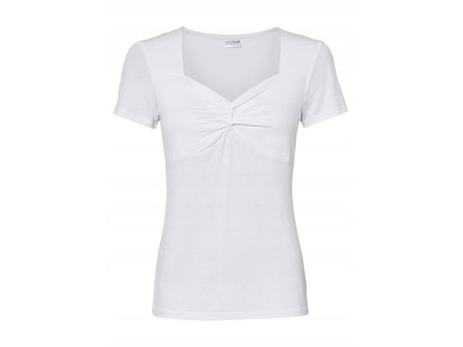 B.P.C t-shirt damski biały dekolt serce ^36/38