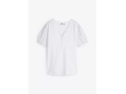 B.P.C t-shirt damski biały z rękawami z ażurowym haftem 36/38.