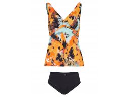 B.P.C tankini kolorowe we wzory i czarne figi maxi ^42