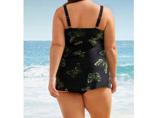 B.P.C długie tankini czarne w motyle z czarnymi figami 58.