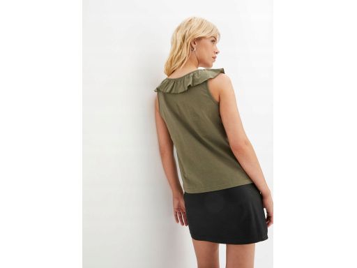 B.P.C bluzka top z falbaną khaki r.44/46