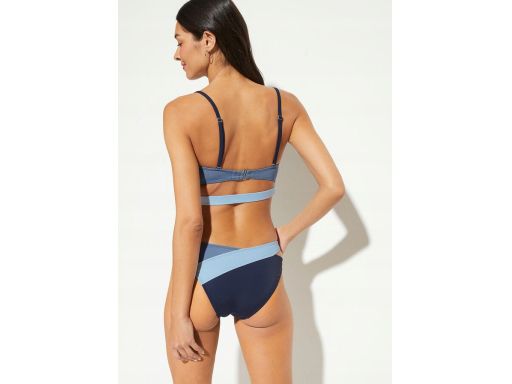 B.P.C bikini granatowo niebieskie bandeau z figami 38.