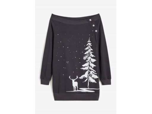 B.P.C bluza świąteczna dłuższa carmen ciemnoszara r.40/42