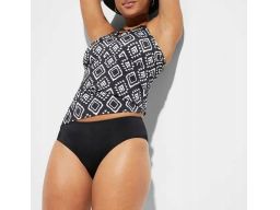 B.P.C czarne tankini w białe wzory z figami ^40
