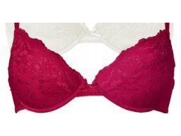 B.P.C biustonosz push-up na fiszbinach z koronką różowy 95C.