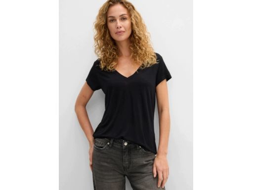 B.P.C t-shirt damski w serek z wiskozy czarny 44/46.