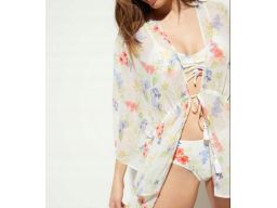 B.P.C tunika narzutka plażowa kimono w kwiaty 48/50.