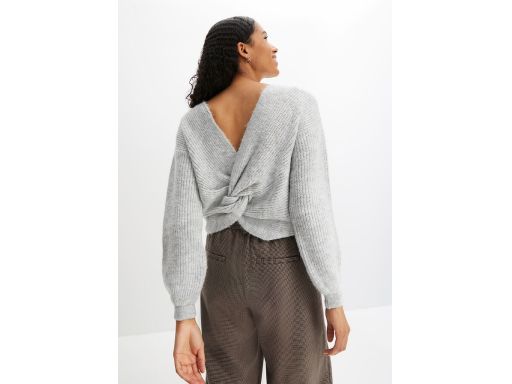 B.P.C sweter szary z dekoracyjnym wywinięciem na plecach ^44/46