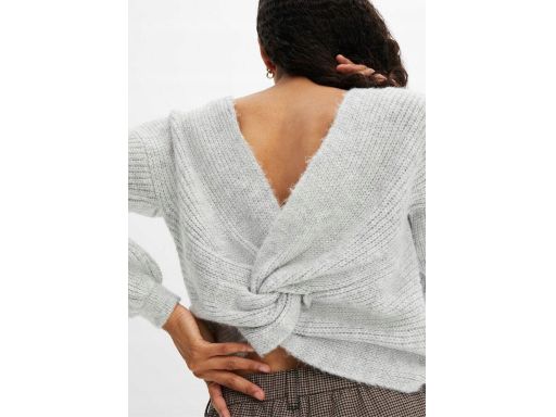 B.P.C sweter szary z dekoracyjnym wywinięciem na plecach ^44/46