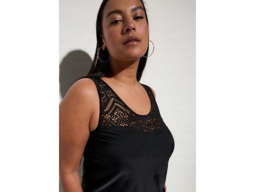 B.P.C tankini czarne szybkoschnące z koronką i figami 54.