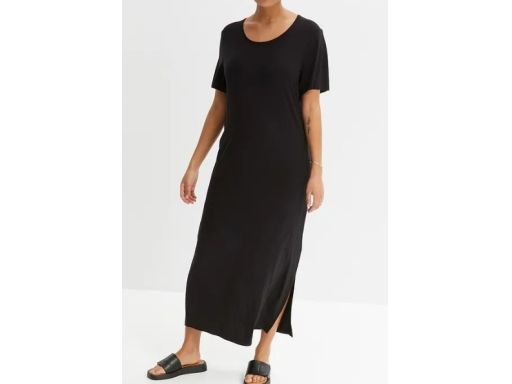 B.P.C długa sukienka maxi czarna shirtowa 40/42.