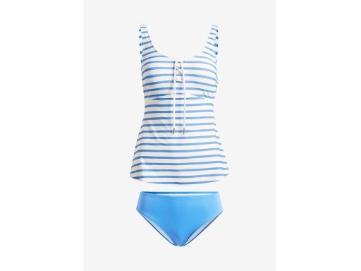 B.P.C klasyczne tankini białe w niebieskie paski z figami 48.