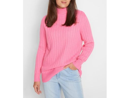 B.P.C różowy sweter prążkowany ze stójką ^40/42