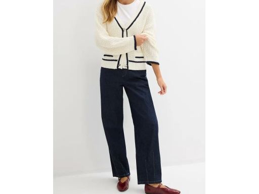 B.P.C sweter rozpinany śmietankowo-granatowy 36/38.