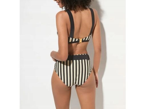 B.P.C bikini kremowo-czarno-złote w paski z figami z paskiem ^38