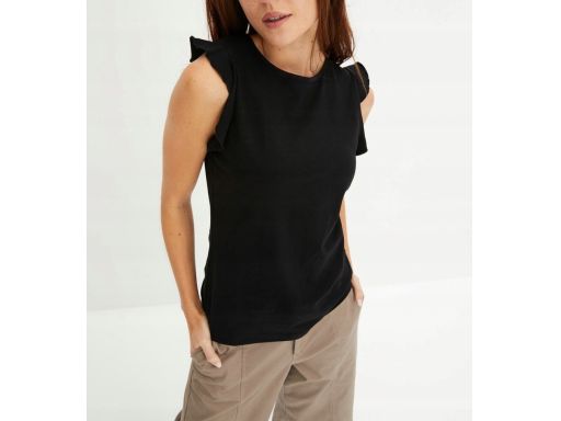 B.P.C bluzka t-shirt z motylkowymi rękawami czarna 44/46.