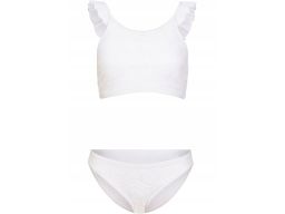 B.P.C białe bikini ażurowe z biustonoszem bustier i figami r.40