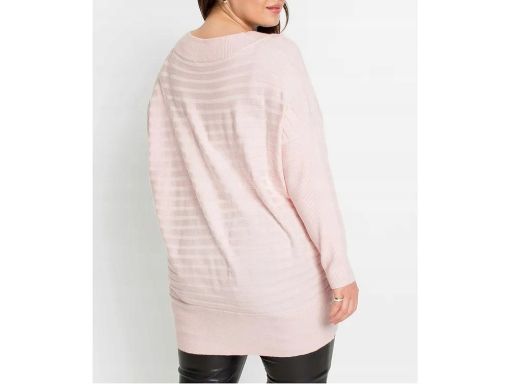 B.P.C jasnoróżowy sweterek oversize z dłuższym tyłem prążkowany 44/46.