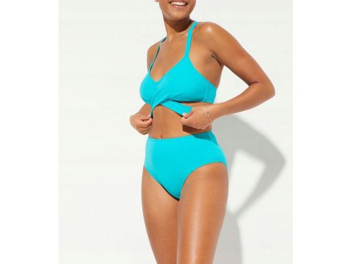 B.P.C bikini bustier wiązane turkusowe z figami r.38