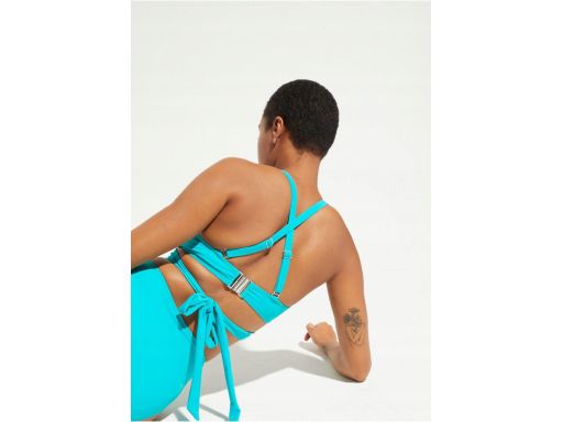 B.P.C bikini bustier wiązane turkusowe z figami r.38