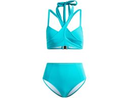B.P.C bikini bustier wiÄ…zane turkusowe z figami r.38