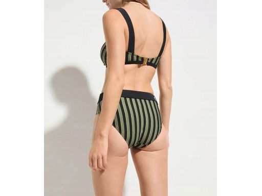 B.P.C bikini oliwkowo-czarno-złote w paski z figami z paskiem ^40