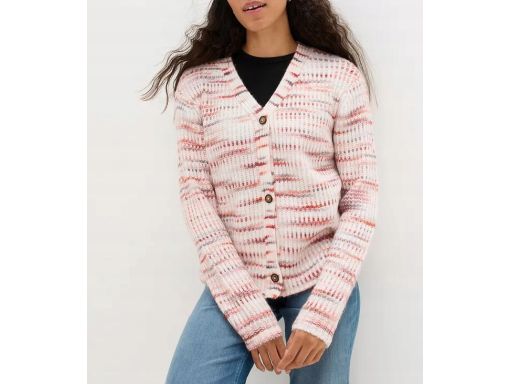 B.P.C sweter rozpinany śmietankowy w kolorowy melanż r.52/54