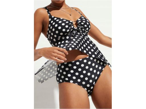 B.P.C tankini czarne w grochy z figami 48 (95B).