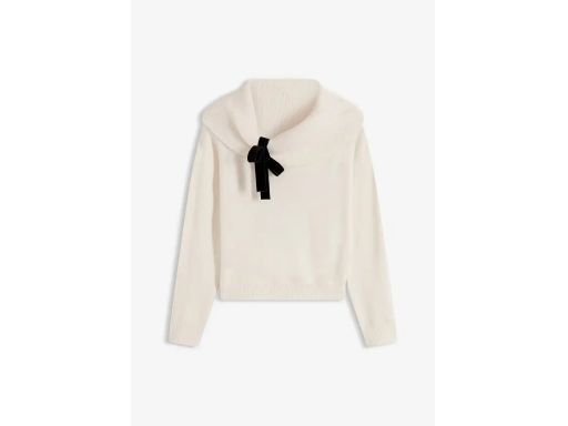 B.P.C sweter śmietankowy z dekoltem carmen i kokardą r.40/42