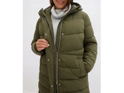 B.P.C płaszcz pikowany zimowy z kapturem brąz marsala 52