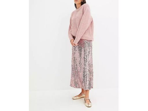 B.P.C sweter w wyglądzie boucle różowy oversize r.52/54