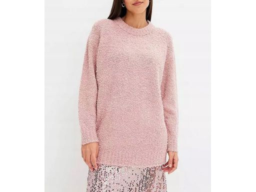 B.P.C sweter w wyglądzie boucle różowy oversize r.52/54