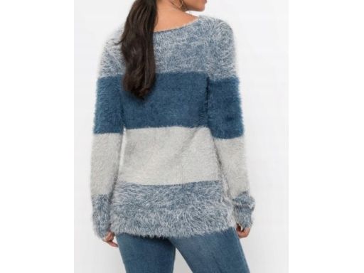 B.P.C. sweter z długim włosiem w paski ^48/50