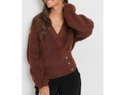 B.P.C brÄ…zowy sweter oversize kopertowy r.32/34