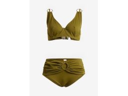 B.P.C zielone bikini na fiszbinach z figami z wysokim stanem ^48(95D)