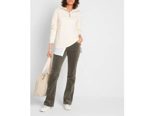 B.P.C spodnie sztruksowe elastyczne khaki bootcut r.50