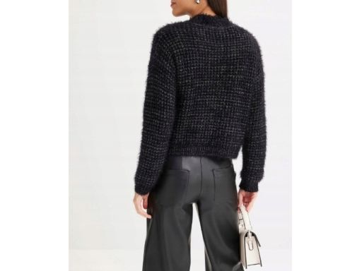 B.P.C sweter rozpinany włochaty czarny r.48/50