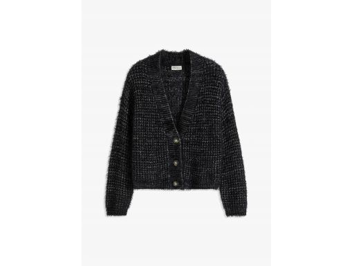 B.P.C sweter rozpinany włochaty czarny r.48/50