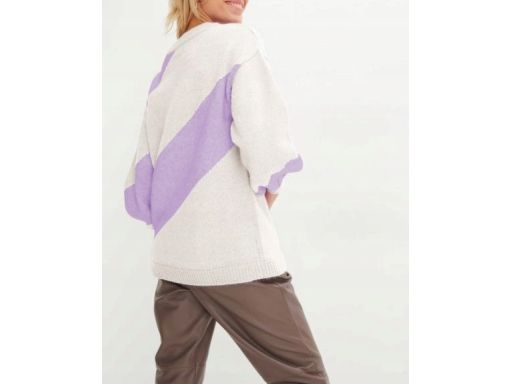 B.P.C sweter w fioletowe pasy z domieszką wełny r.40/42