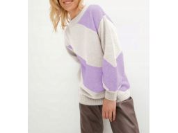 B.P.C sweter w fioletowe pasy z domieszką wełny r.40/42