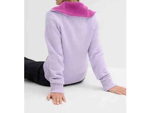 B.P.C sweter liliowy z wysoką stójką i z zamkiem 44/46.