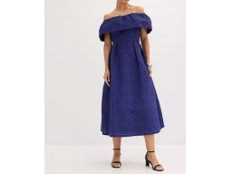 B.P.C sukienka midi w strukturalne wzory granat r.42