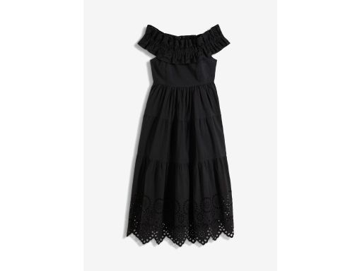 B.P.C czarna sukienka carmen midi bawełniana r.44
