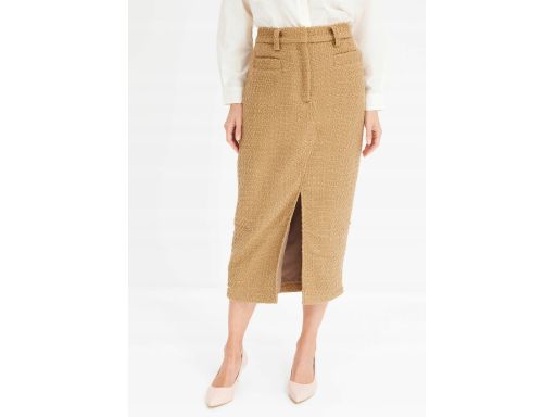 B.P.C spódnica ołówkowa brązowa boucle midi 54.