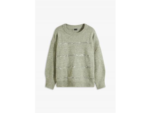 B.P.C sweter dzianinowy z cekinami z domieszką wełny 44/46.
